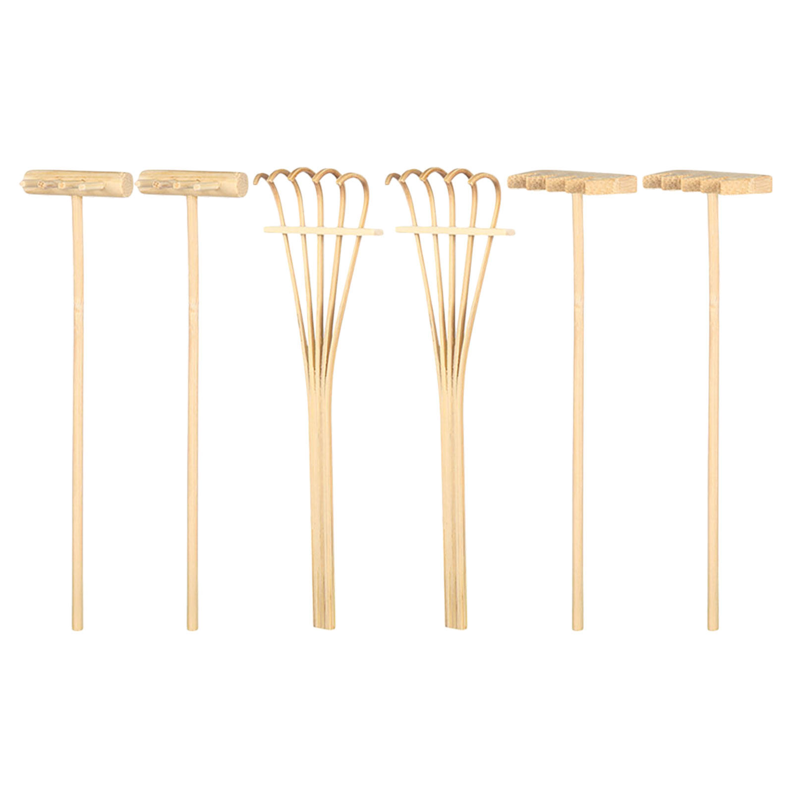 Gardening Tools Rake - 6-teiliges Mini-Sandrechen-Set aus Bambus, Zubehör für