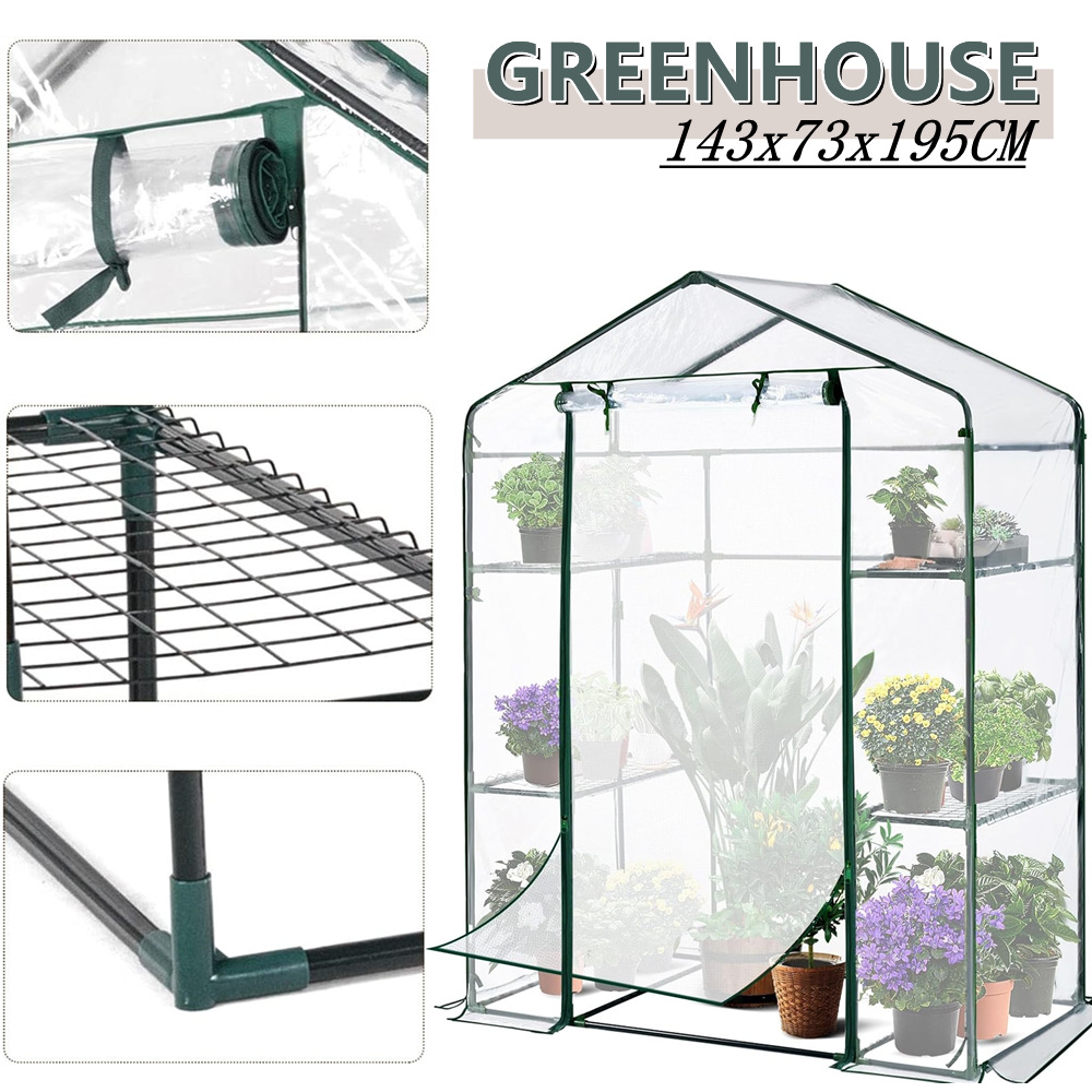 Greenhouse Mini Indoor - Begehbares 3-stöckiges Gewächshaus, Tragbares Indoor-Outdoor-Garten-Gewächshaus für