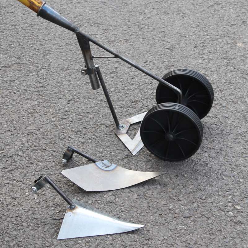 Gardening Tools For Weeds - Garten-Unkrautentfernungswerkzeuge aus Kohlenstoffstahl, geschmiedete Metall-Gartenhacken, 2-Rad-3-in-1-Handpflüge