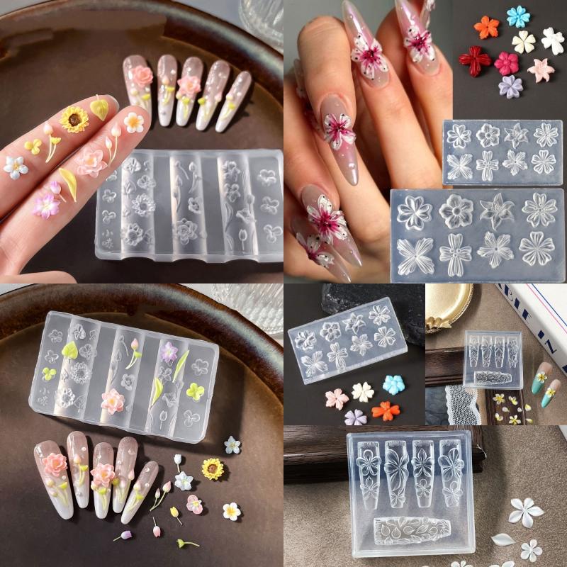 Gardening Tools Diy - Neue Blumen-Nagelkunst-Form 3D Silikon-Schablone Wiederverwendbare Blütenblatt-Silikonform