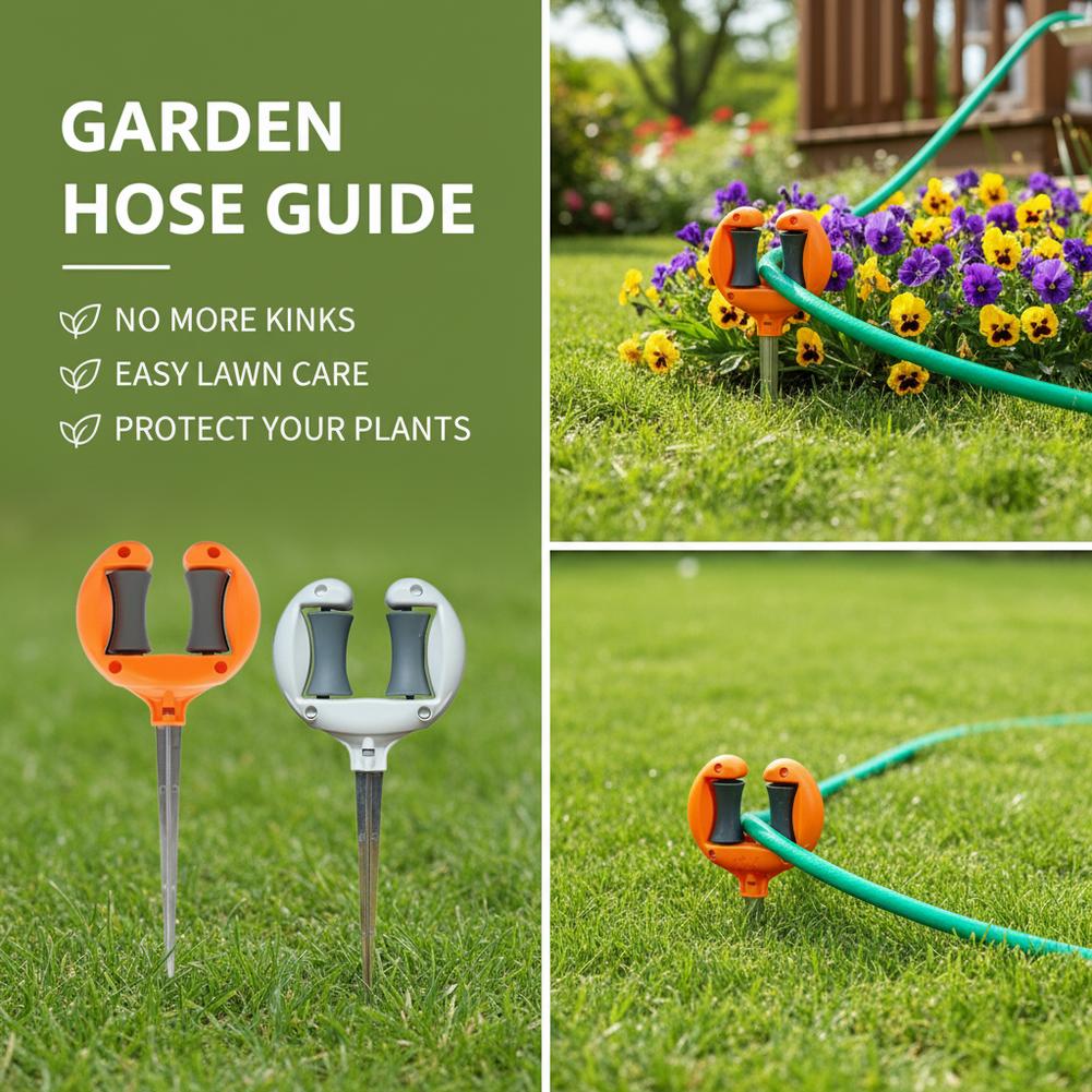 Gardening Tools Range - Gartenschlauchführung mit drehbarem Rollenrad, Metall-Erdspieß, Schlauchhalter,